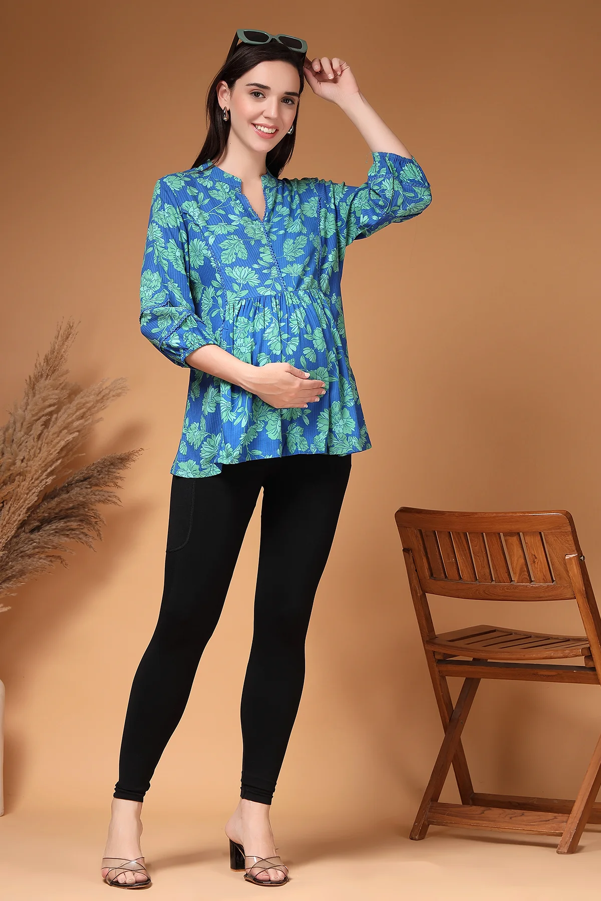 All Over Printed Maternity & Nursing Top with Feeding Zips - Image 7