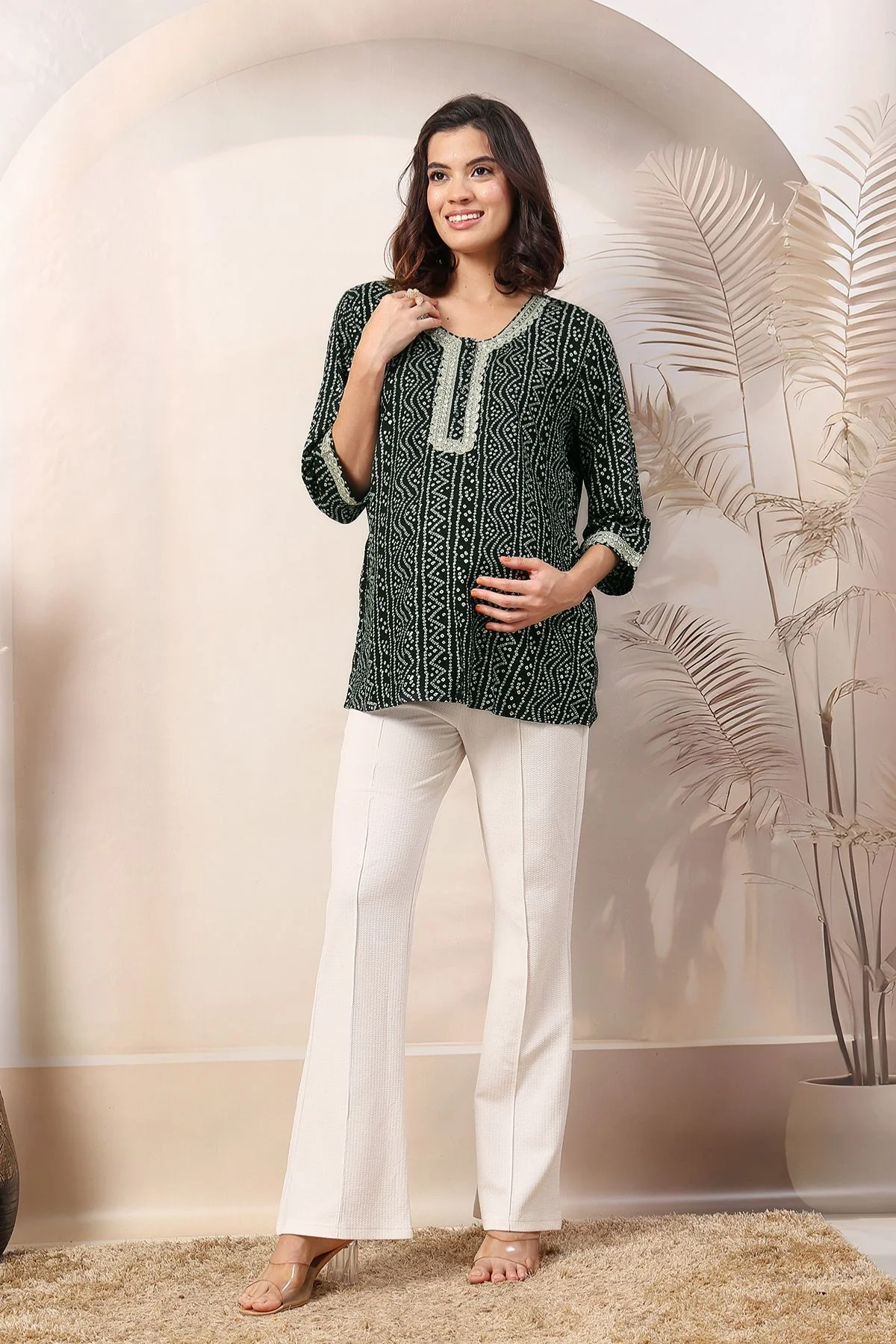 Bottle Green Elegant Essence Zipless Feeding Maternity Top - Image 3