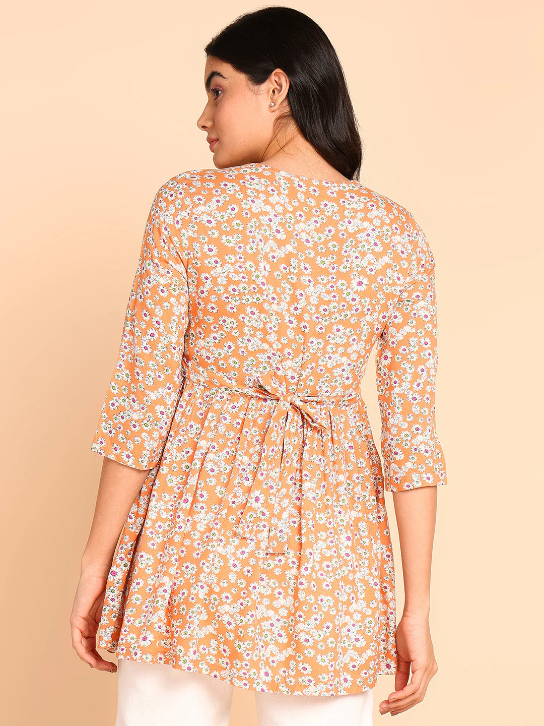 Elsa Cantaloupe Maternity Short Top with Pocket - Image 12