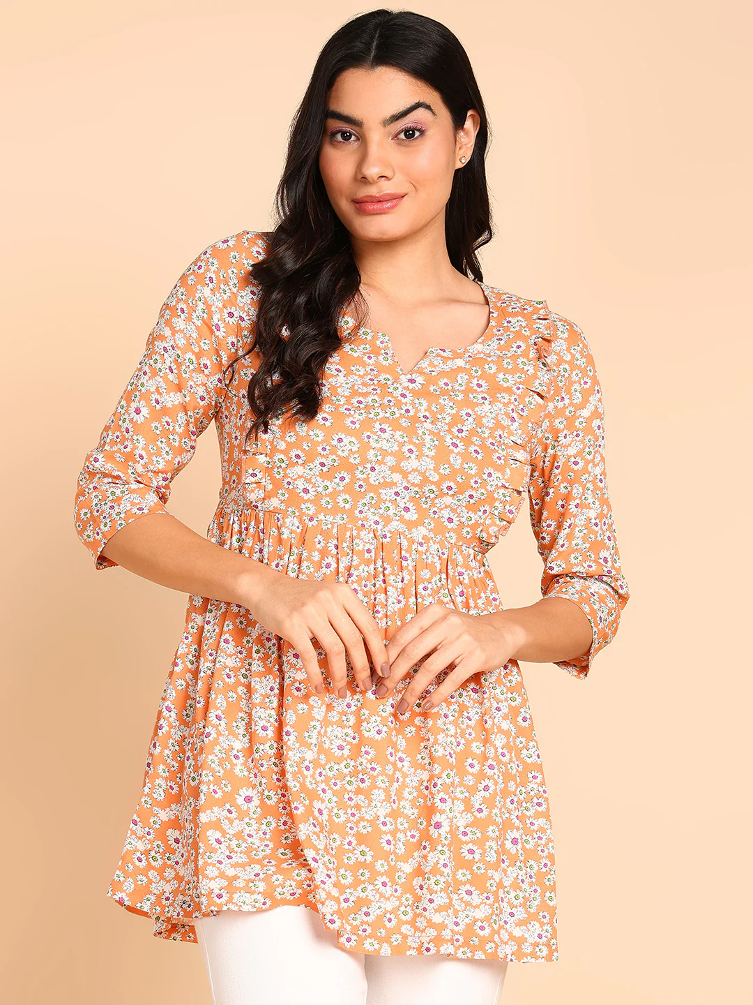 Elsa Cantaloupe Maternity Short Top with Pocket - Image 5