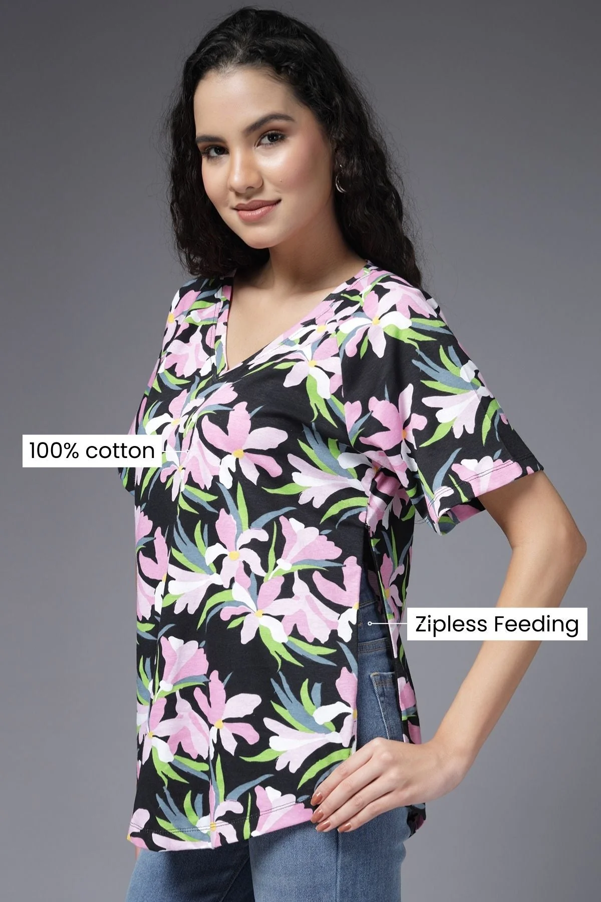 Enchanted Bloom Maternity Side Zip Feeding Top - Image 12