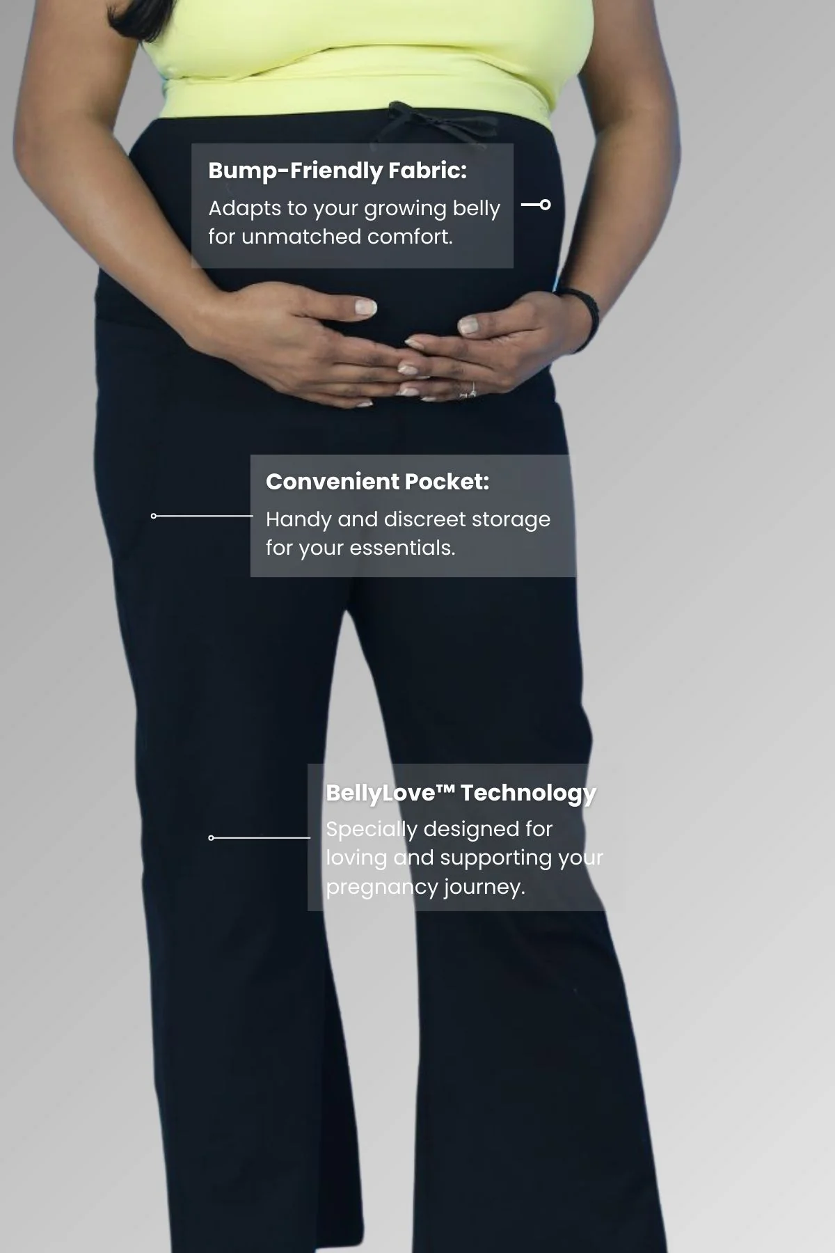 Full Bump-Coverage Black Flair Maternity Pants - Image 3