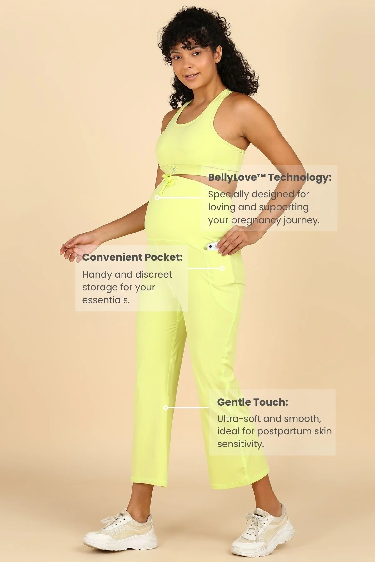 Full Bump-Coverage Lime Flair Maternity Pants - Image 3