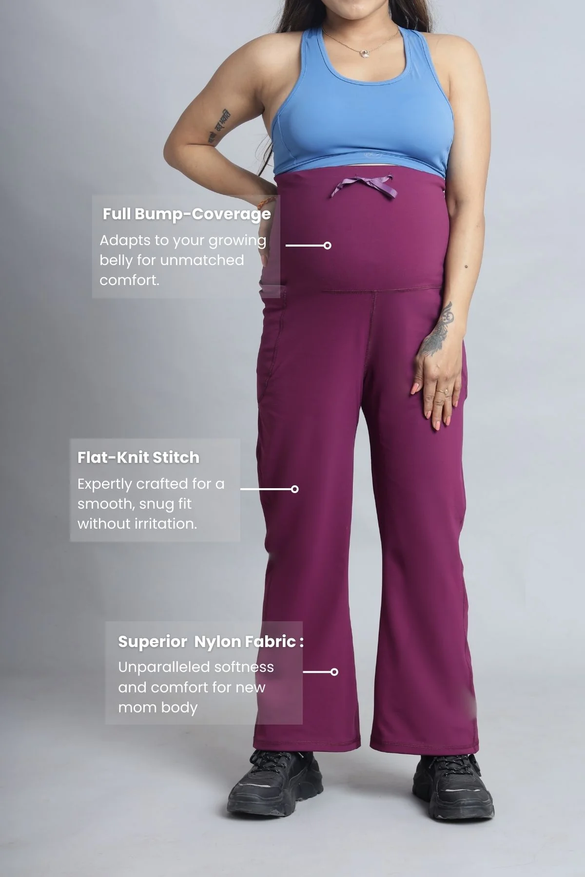 Full Bump-Coverage Wine Flair Maternity Pants - Image 3