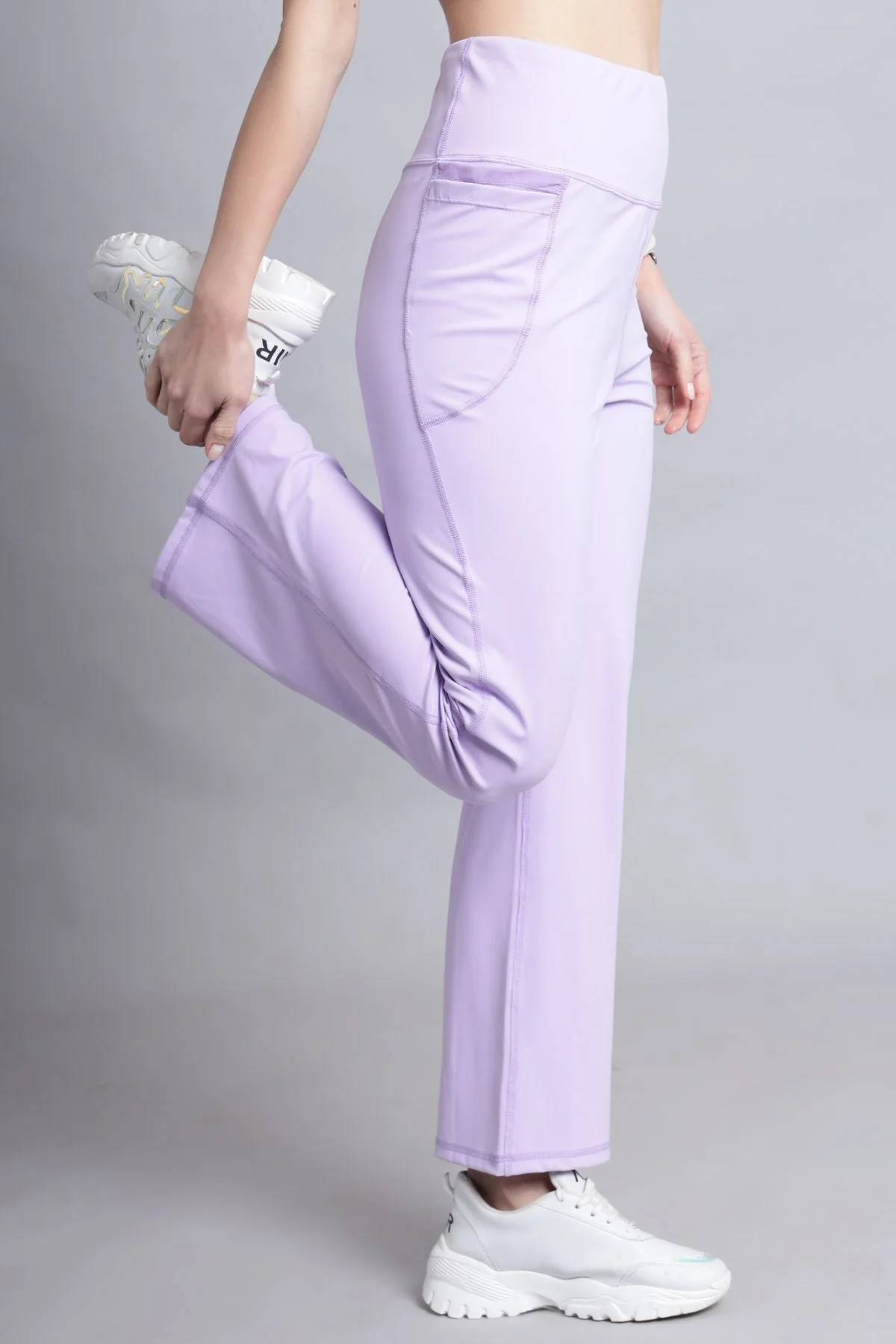 High Waisted Gentle Compression Lavender Postpartum Pants - Image 12