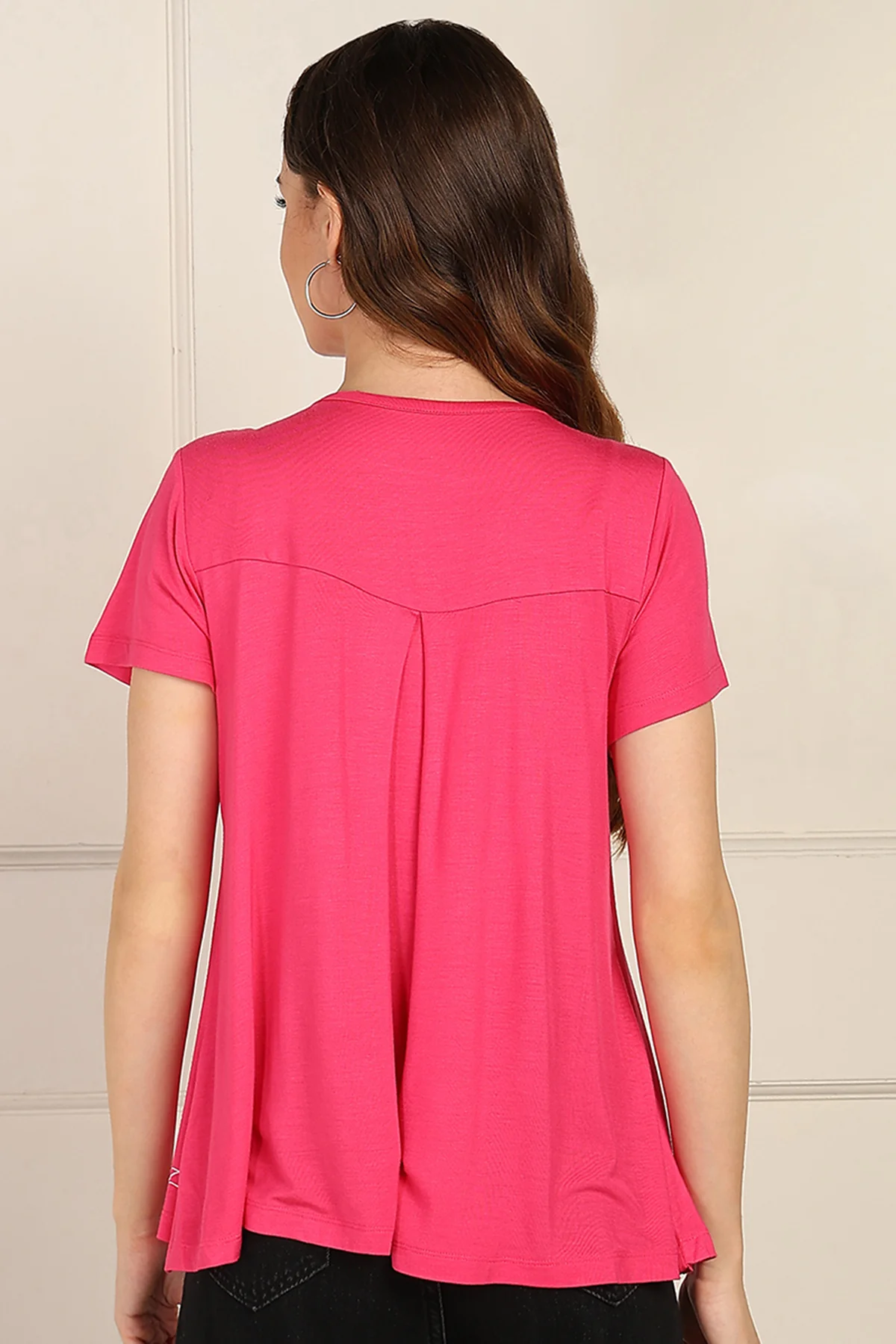 Fuchsia Front & Back Pleated Zipless Nursing Top - Image 7