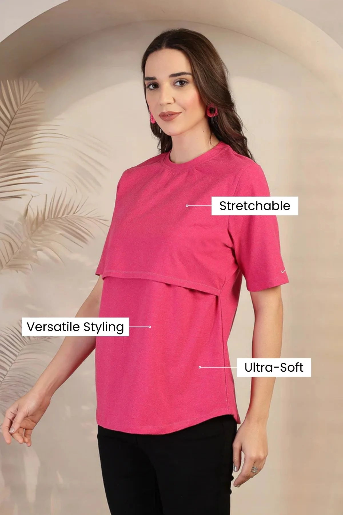 Fuchsia Zipless Feeding Maternity Top - Image 3