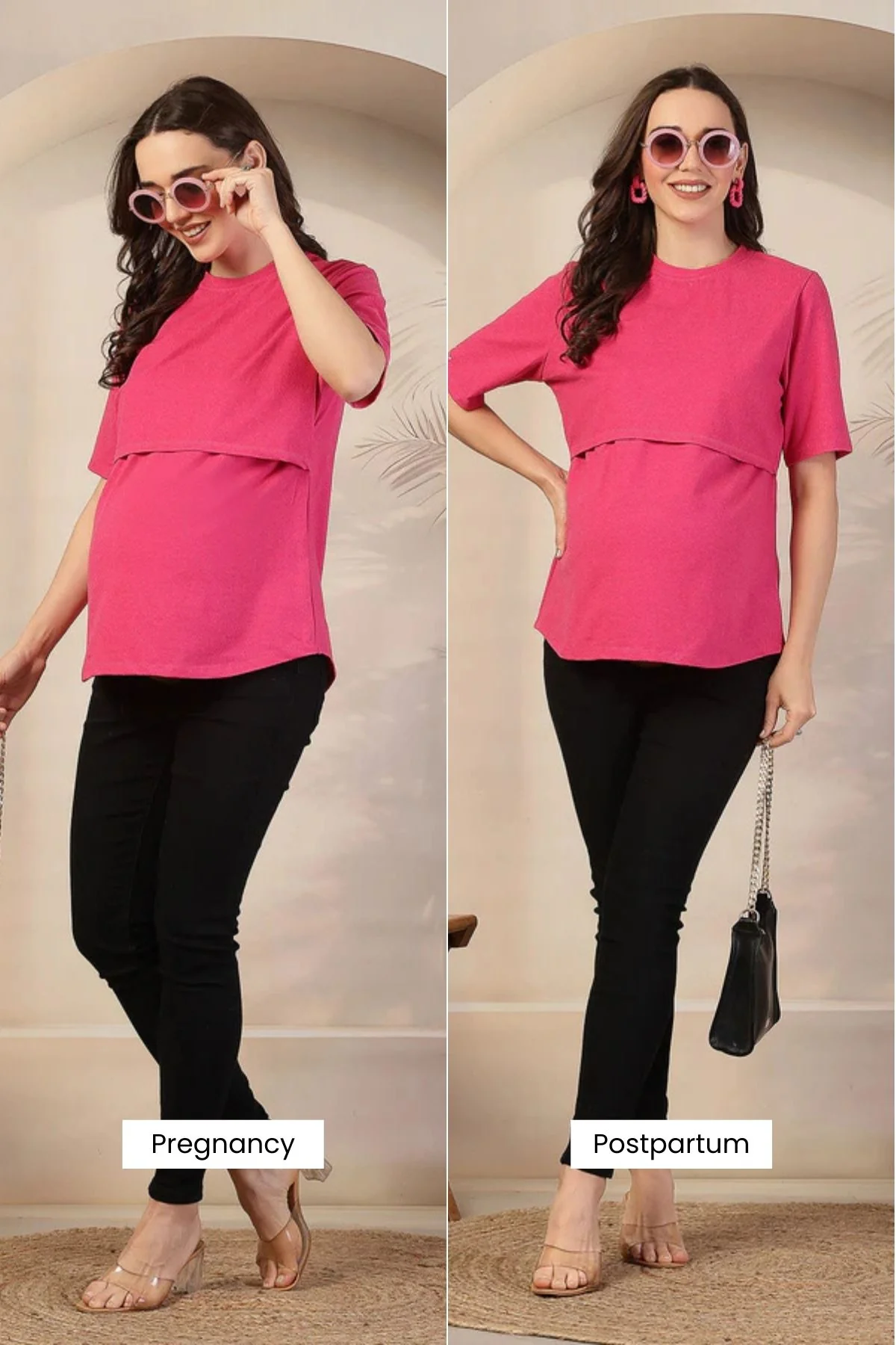 Fuchsia Zipless Feeding Maternity Top - Image 4