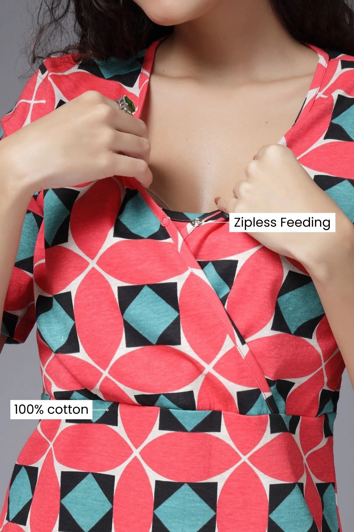 Geometric Grace Maternity Zipless Feeding Top - Image 3