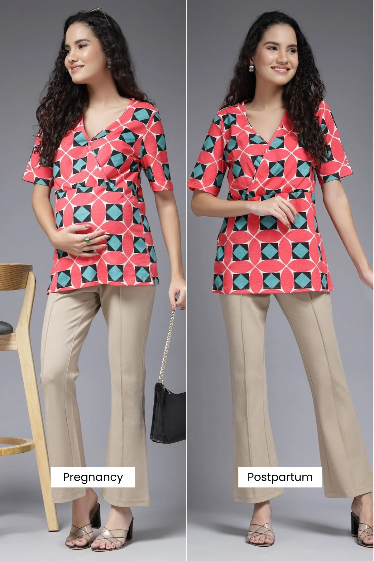 Geometric Grace Maternity Zipless Feeding Top - Image 4