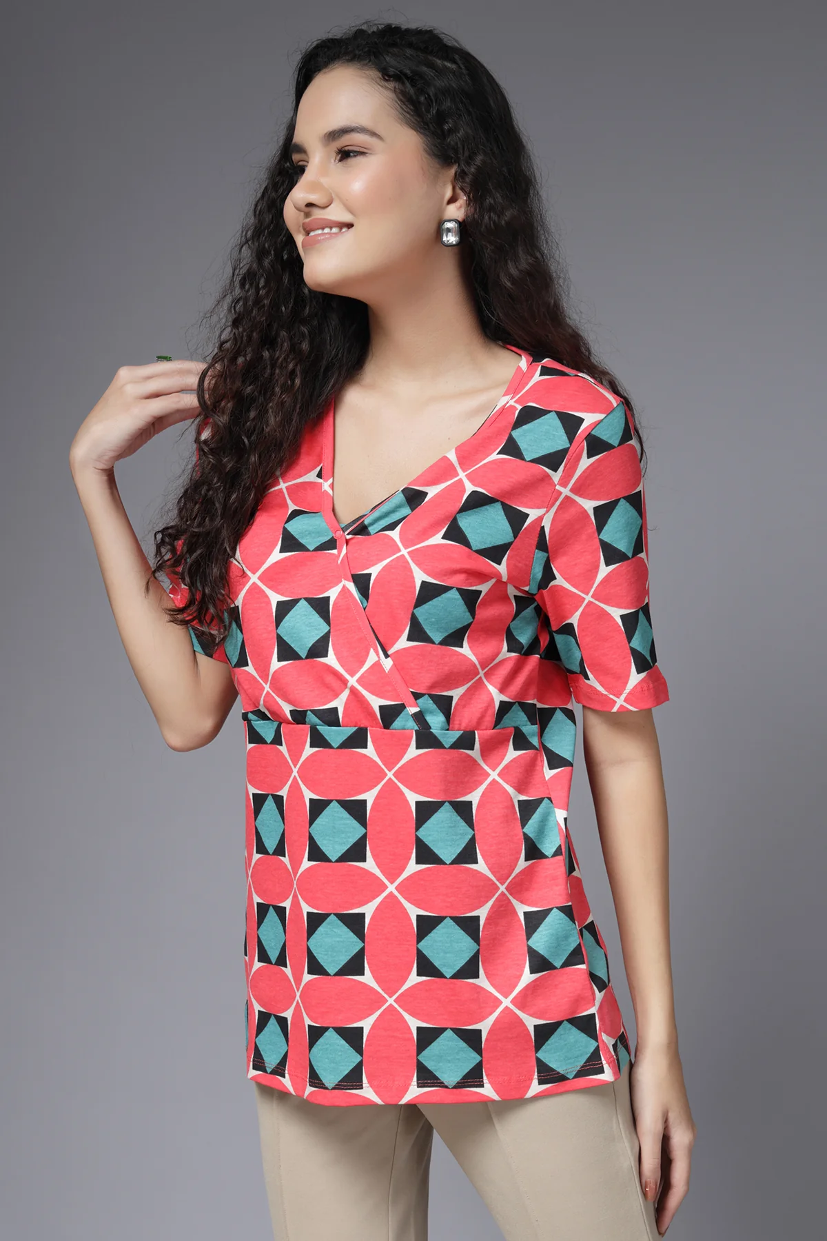 Geometric Grace Maternity Zipless Feeding Top - Image 9