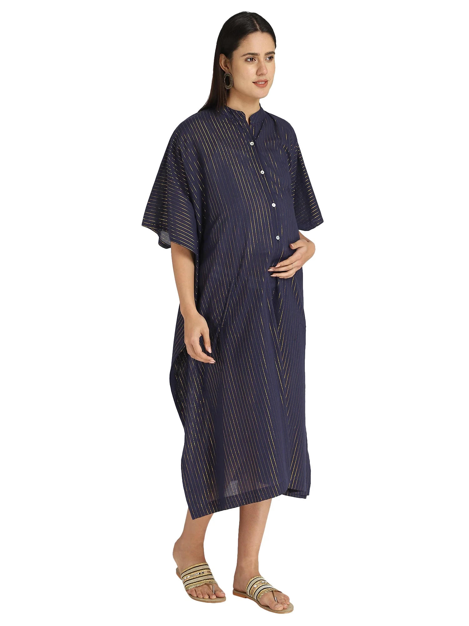 Lurex Blue Feeding & Maternity Kaftan - Image 3