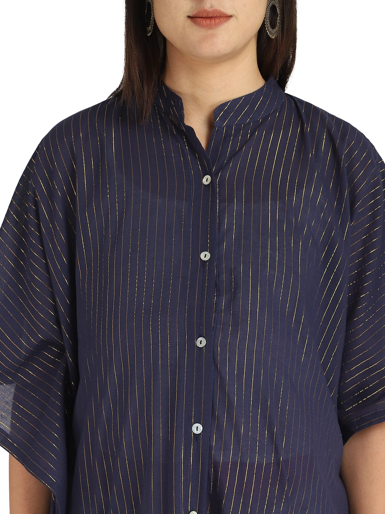 Lurex Blue Feeding & Maternity Kaftan - Image 4