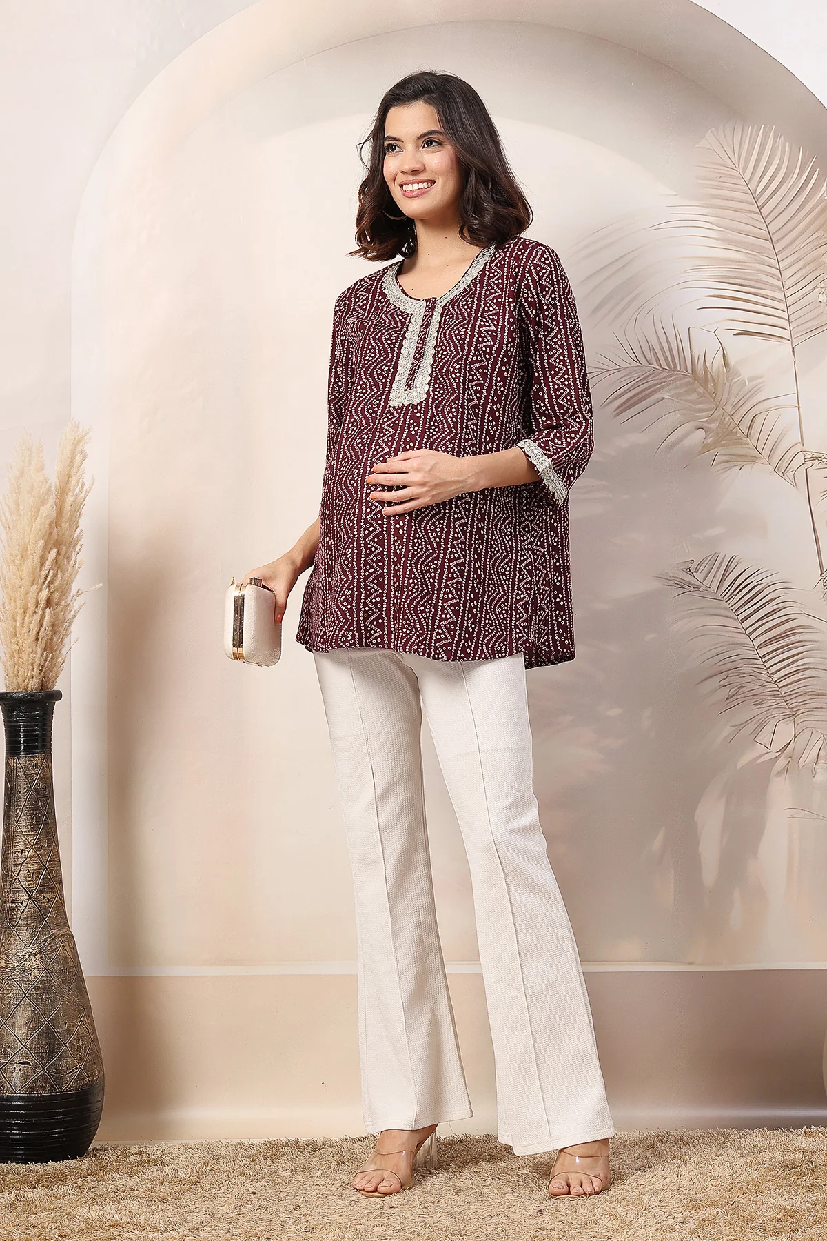 Maroon Elegant Essence Zipless Maternity Feeding Top - Image 11