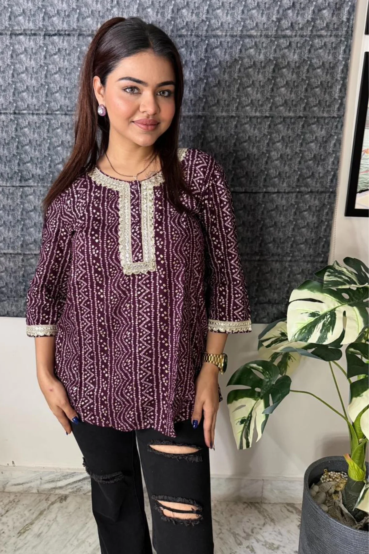 Maroon Elegant Essence Zipless Maternity Feeding Top - Image 5