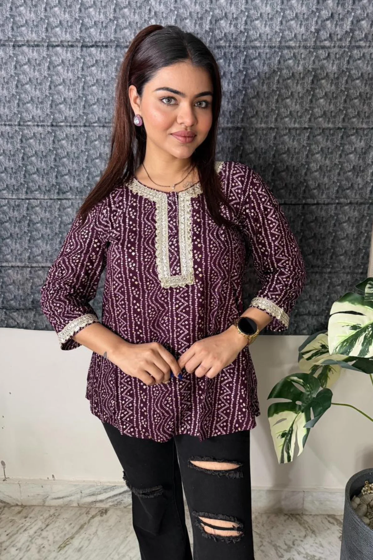 Maroon Elegant Essence Zipless Maternity Feeding Top - Image 7