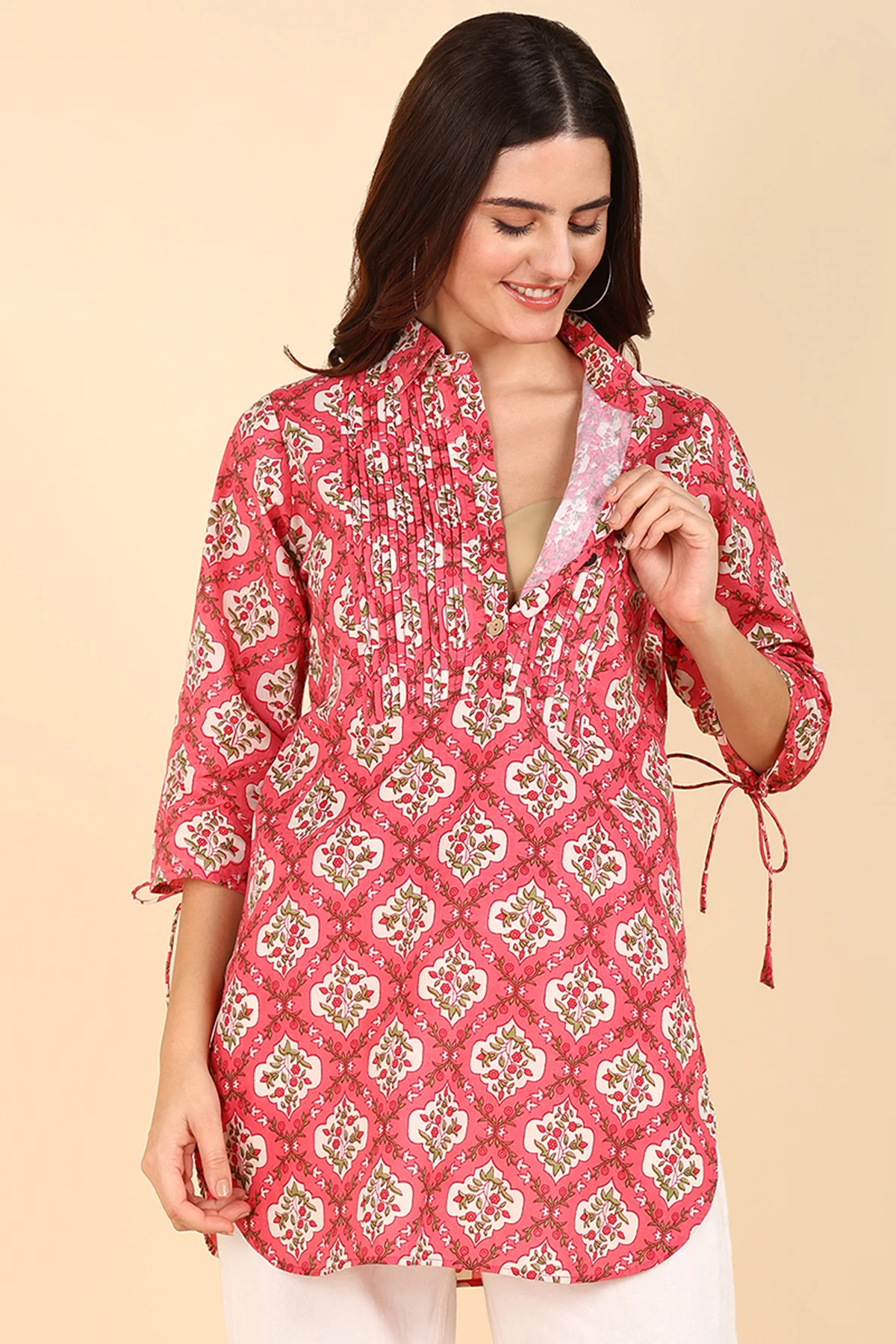 Multicolor 100% Cotton Zipless Maternity Kurti Top - Image 3