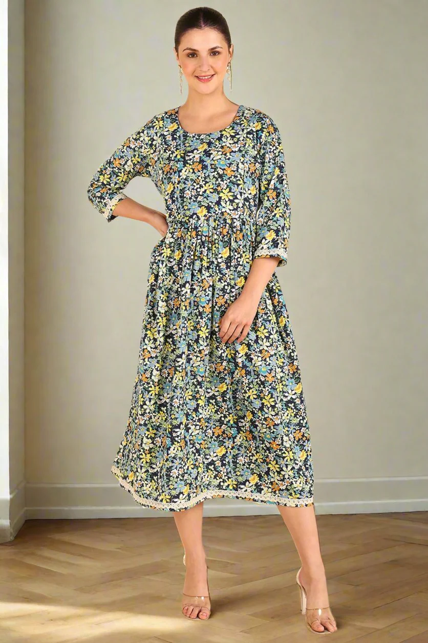 Teal Anarkali Feeding Kurti - Image 11