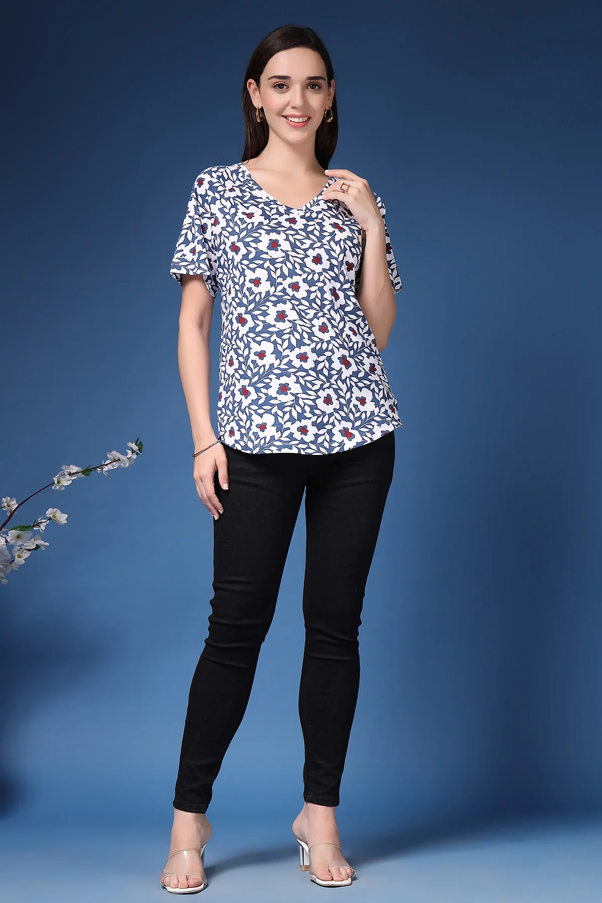 Navy Blue Side-Zip Maternity Feeding Top - Image 8