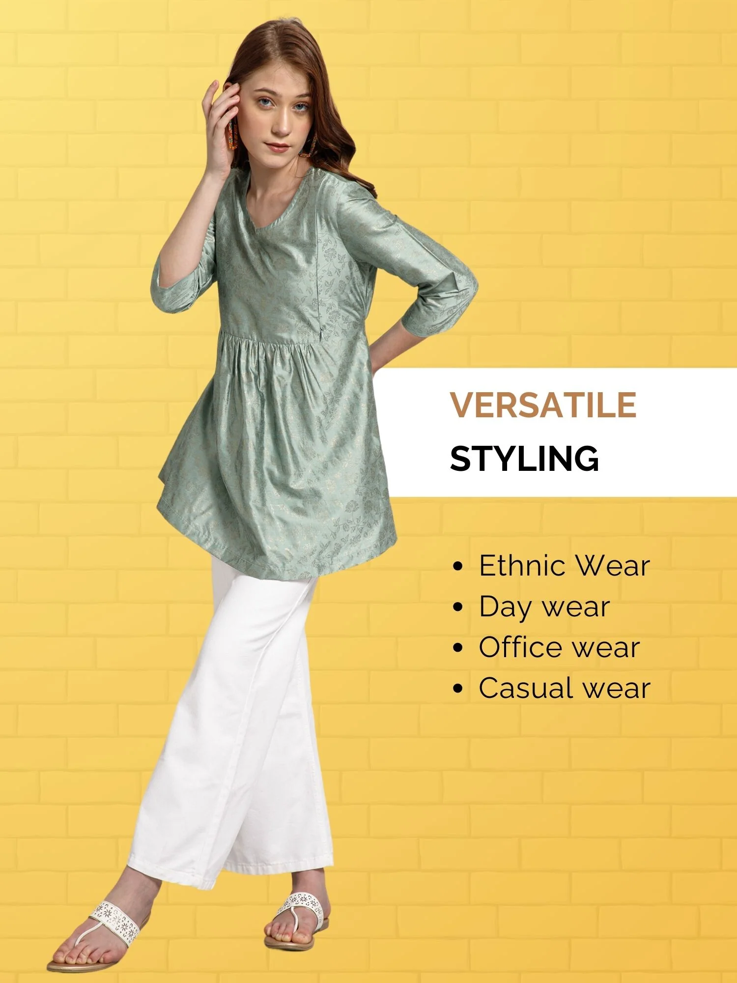 Pebble Grey Printed Maternity Short Top with Pocket - Image 9