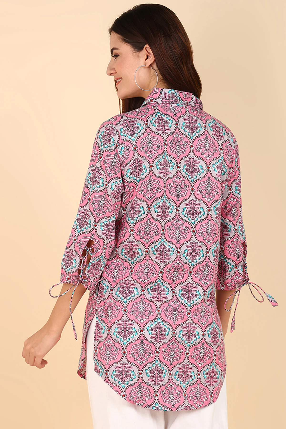 Floral 100% Cotton Zipless Maternity Kurti Top - Image 4