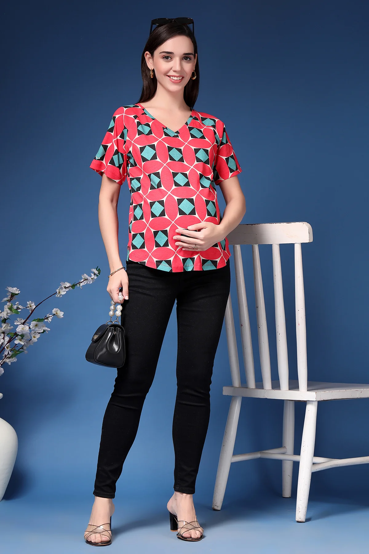 Red Maternity Feeding Top (Side Zip) - Image 9