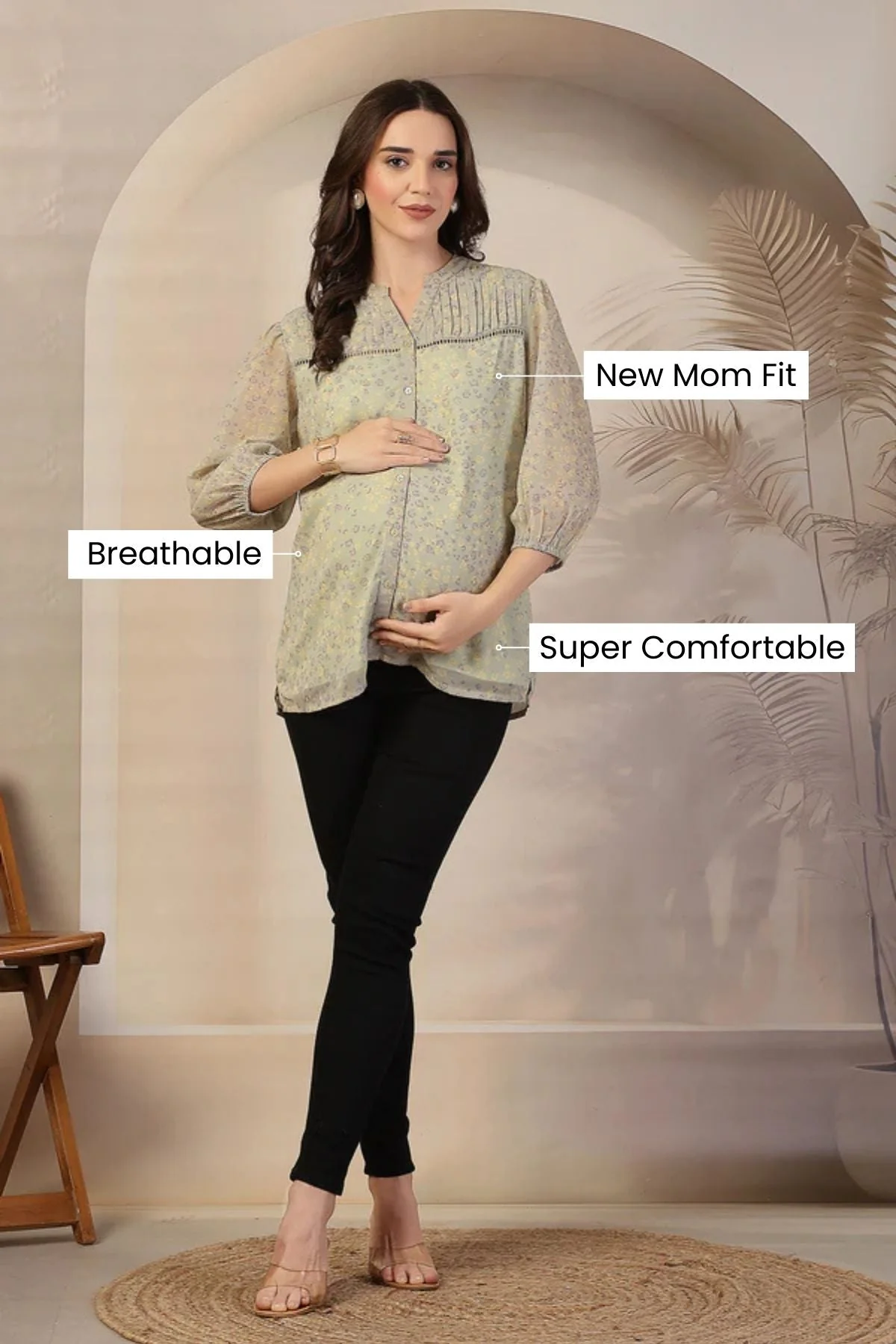 Sage Meadow Zipless Maternity Feeding Top - Matcha - Image 15