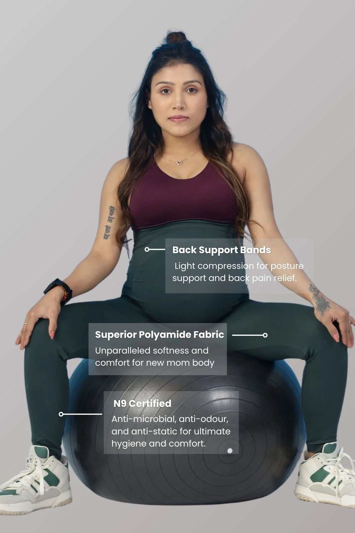 Seamless Adaptable Bump Support Legging Green (Pregnancy) - Image 3