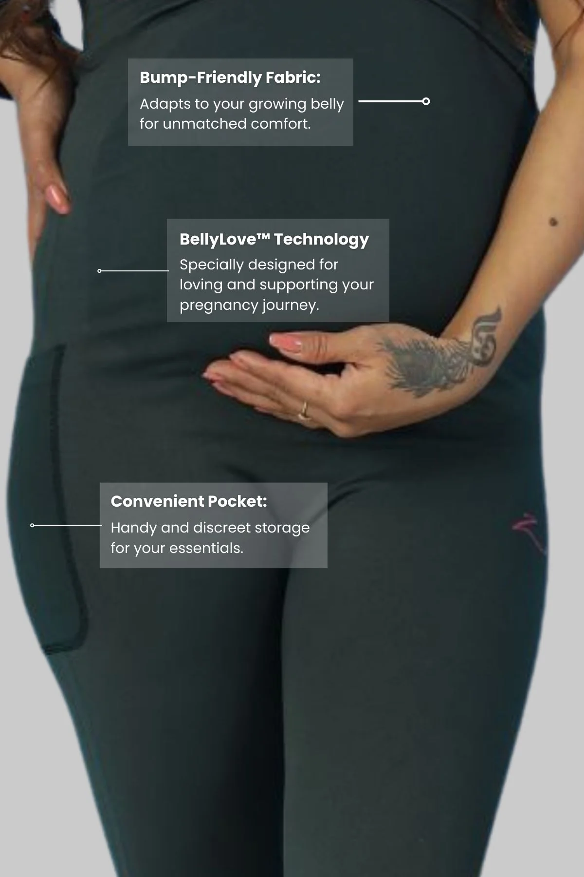 Seamless Adaptable Bump Support Legging Green (Pregnancy) - Image 4