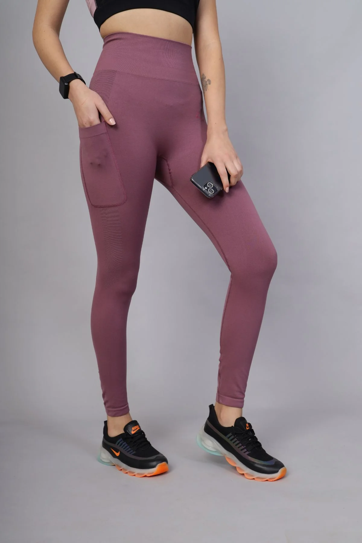 Seamless High Waisted Tummy Compression Tulipwood Postpartum Leggings - Image 6