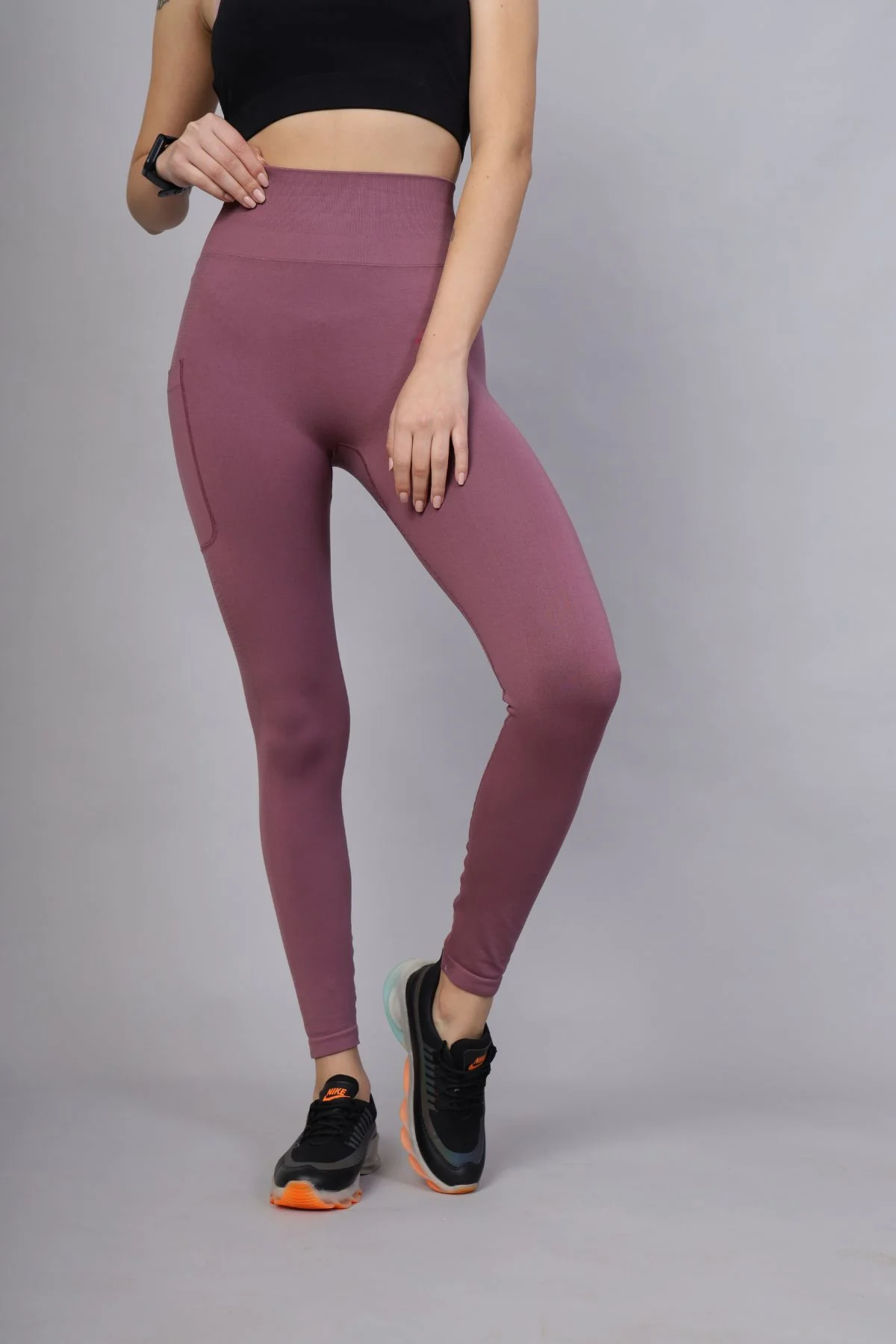 Seamless High Waisted Tummy Compression Tulipwood Postpartum Leggings - Image 7