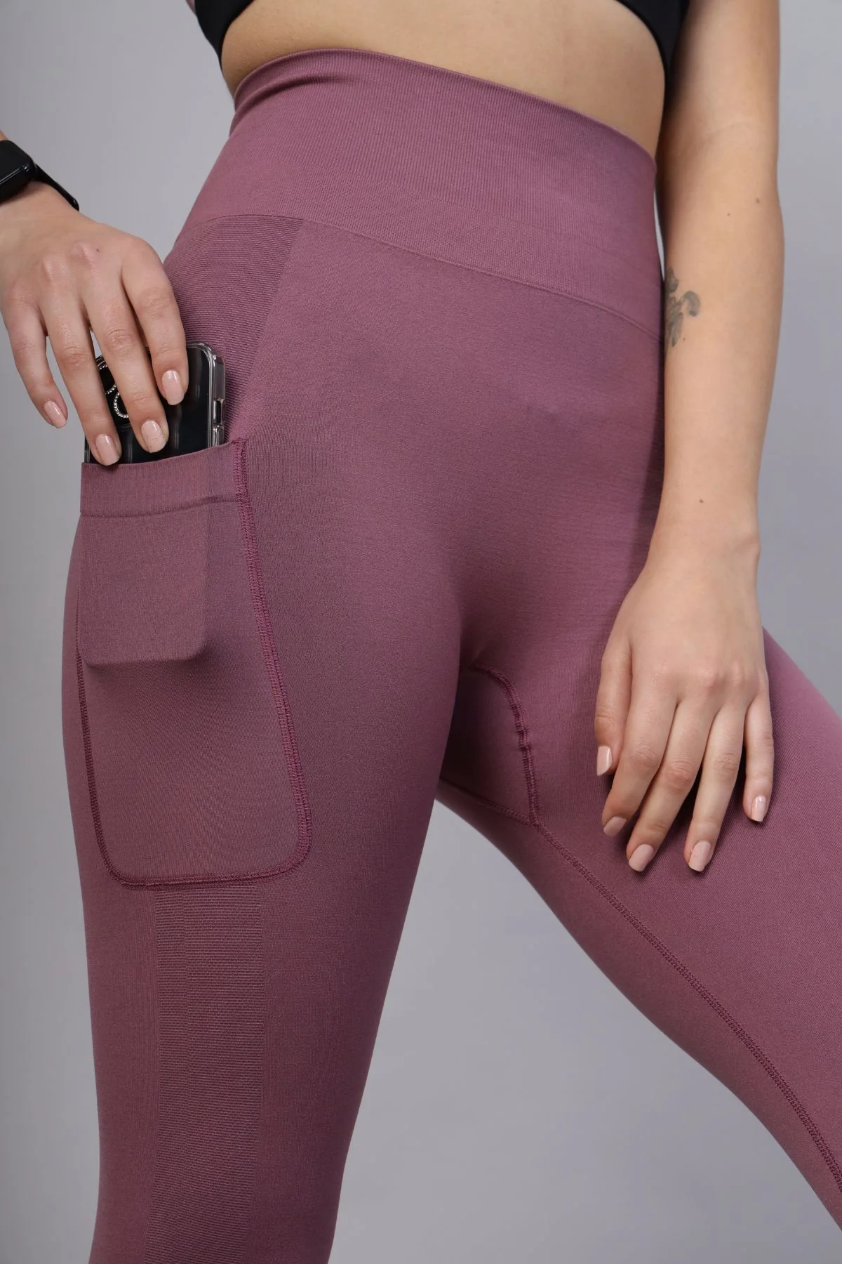 Seamless High Waisted Tummy Compression Tulipwood Postpartum Leggings - Image 8
