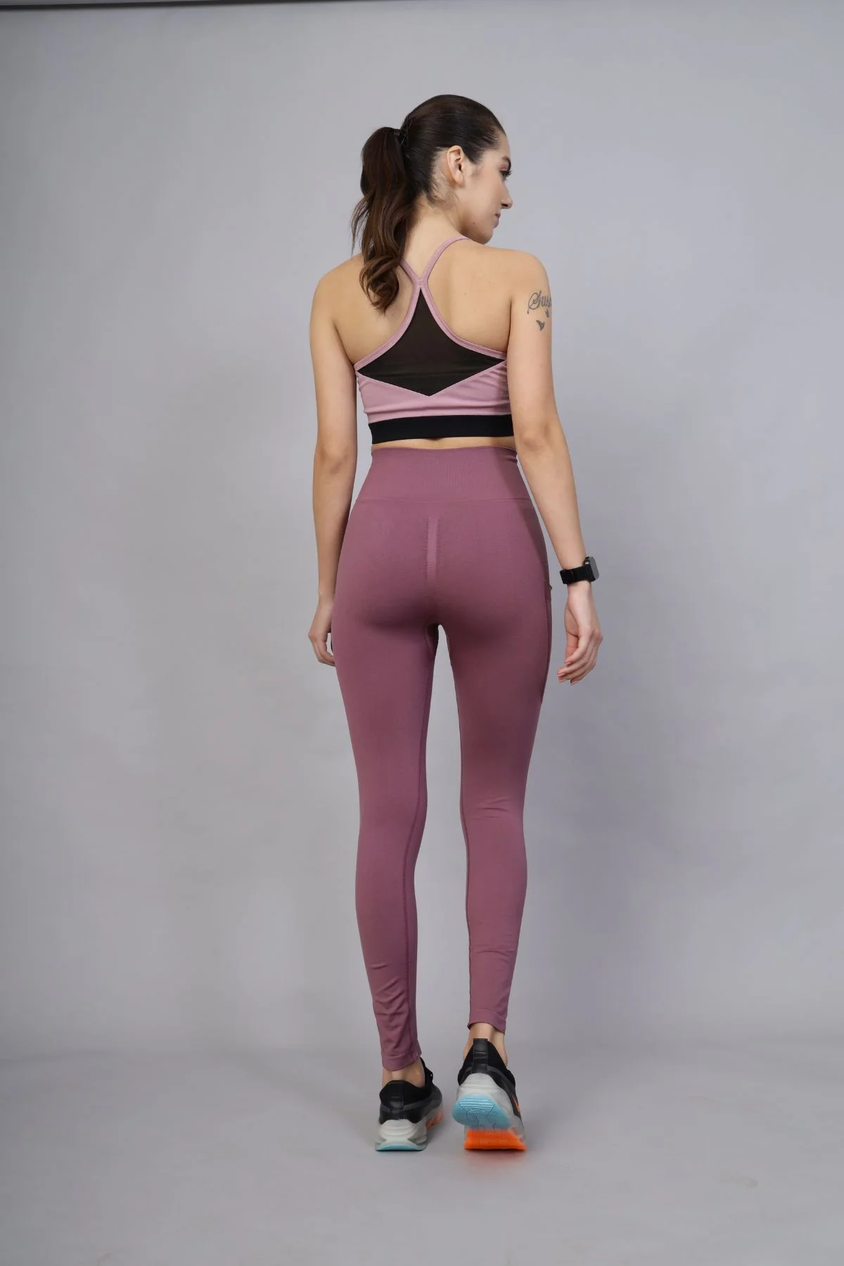 Seamless High Waisted Tummy Compression Tulipwood Postpartum Leggings - Image 9