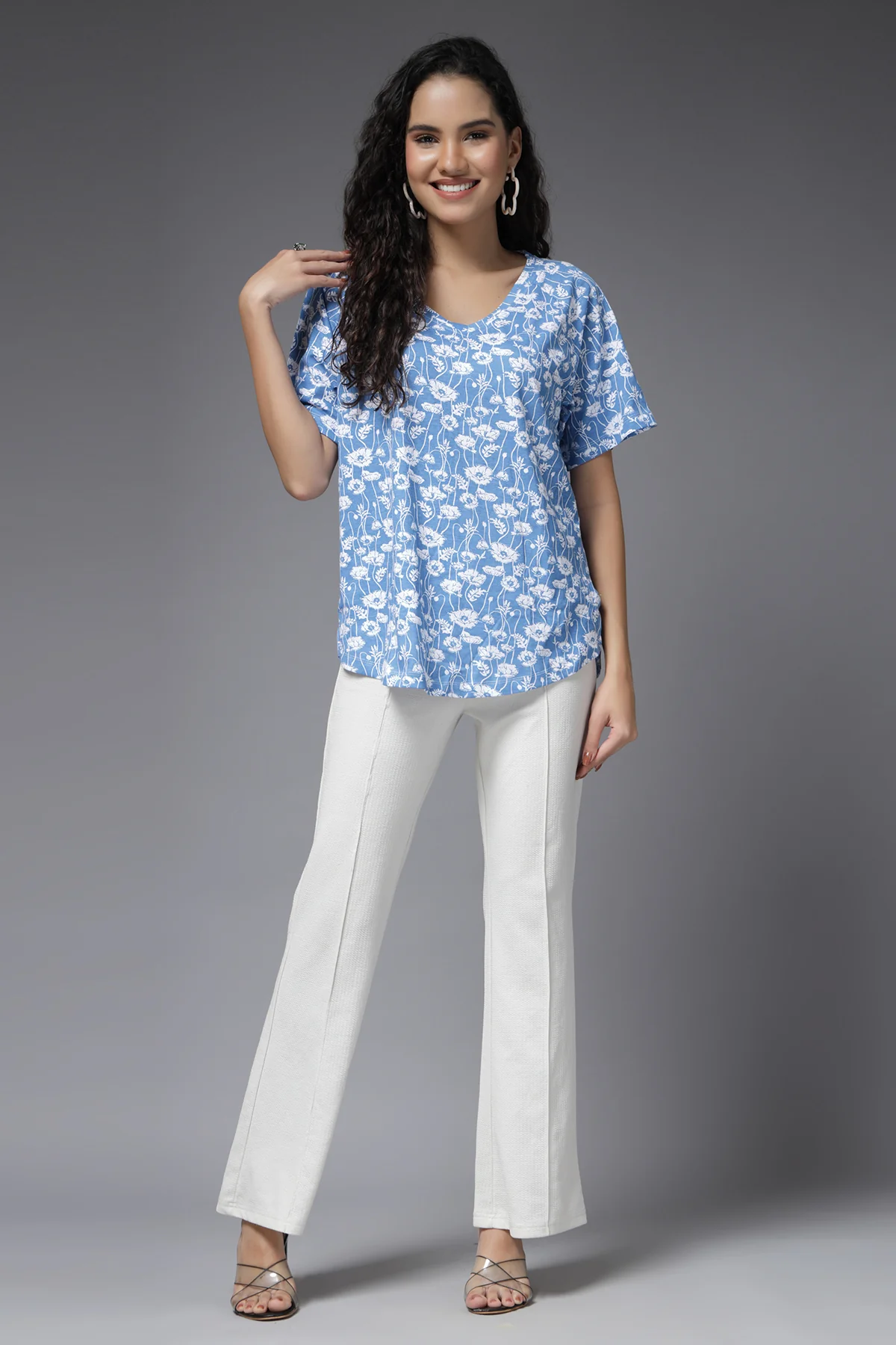 Serene Sky Blue Cotton Maternity Feeding Top - Image 7