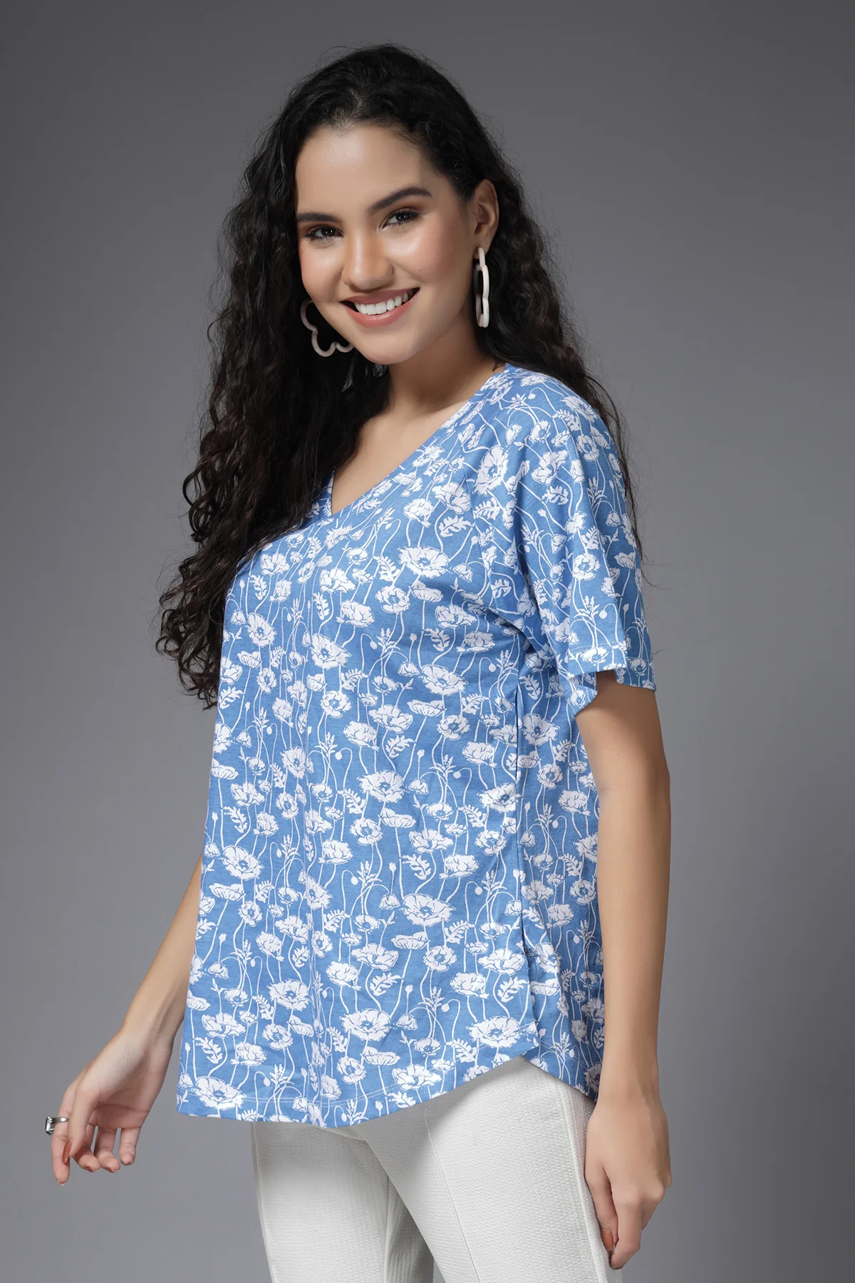 Serene Sky Blue Cotton Maternity Feeding Top - Image 8