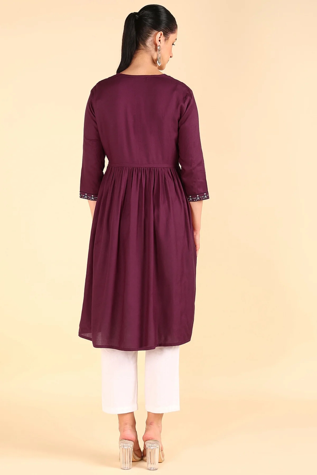 Wine Red Maternity Feeding Kurti - Image 5