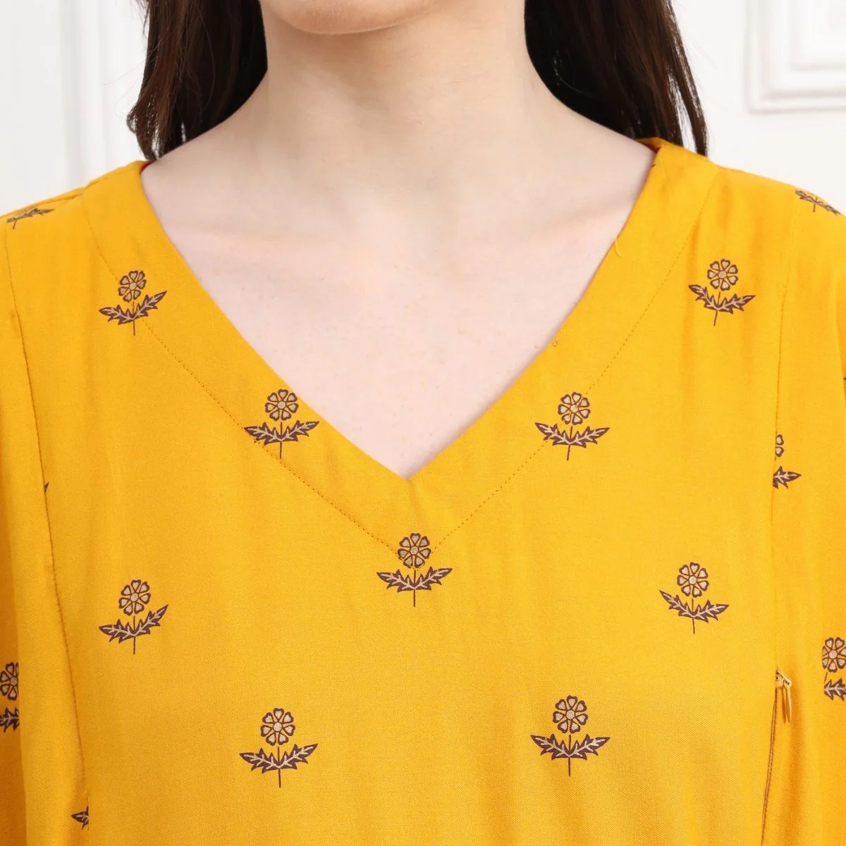 Yellow Pregnancy Maternity Kaftan Set (Top & Bottom) - Image 10